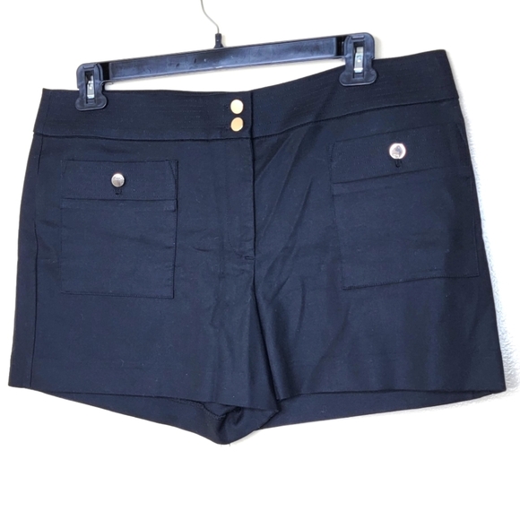 LOFT Pants - Ann Taylor Loft Black Shorts NEW Womens Size 12 Gold Buttons